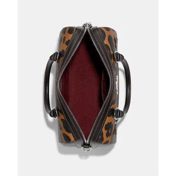 Coach Rowan Satchel in Signature Canvas with Leopard Print NWT - Picture 3 of 7